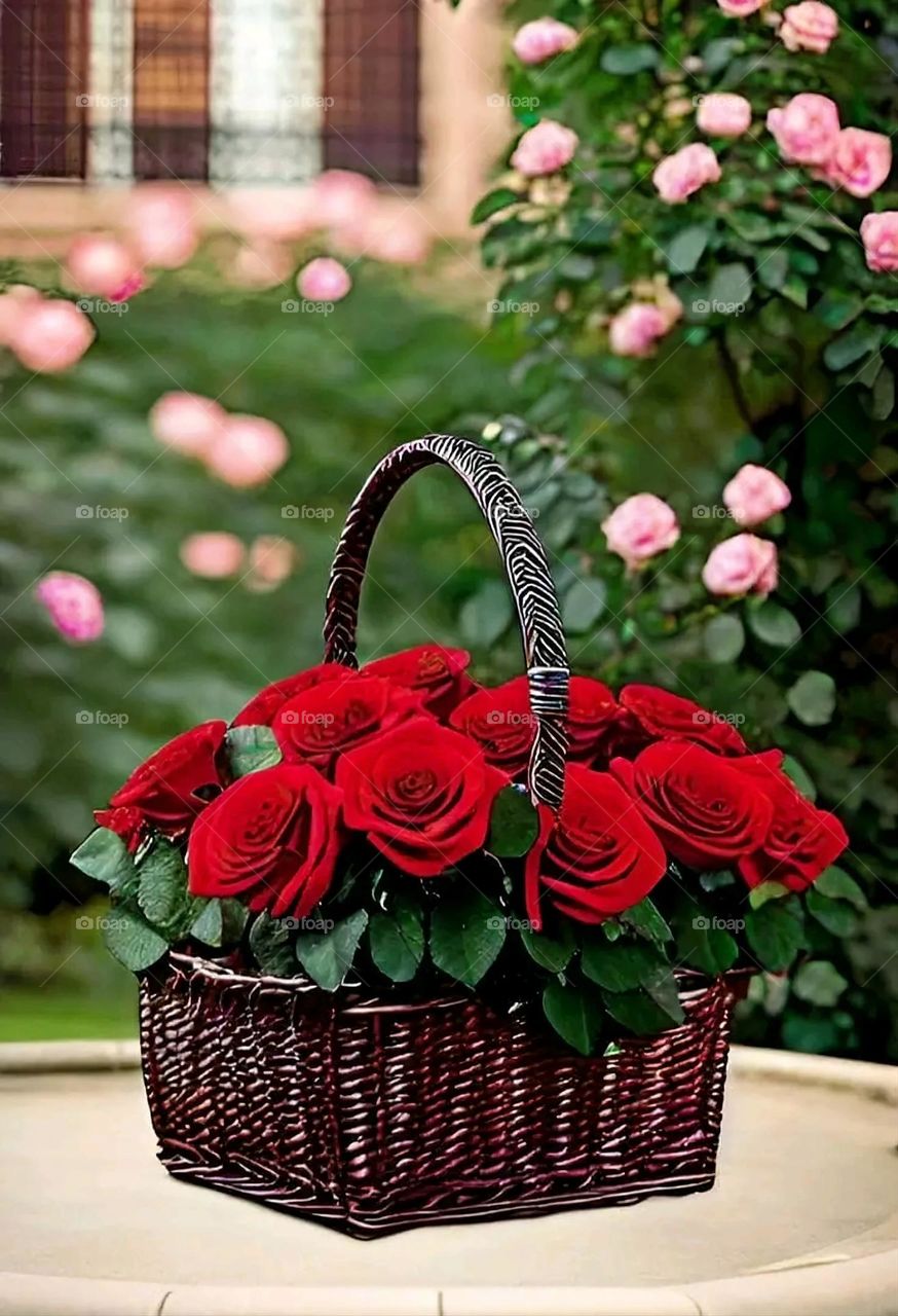 A very beautiful picture, and there is no better picture than it. There is no better picture of green herbs and colorful, red and white roses than it. Glory be to God, the natural and picturesque view, and there is no more