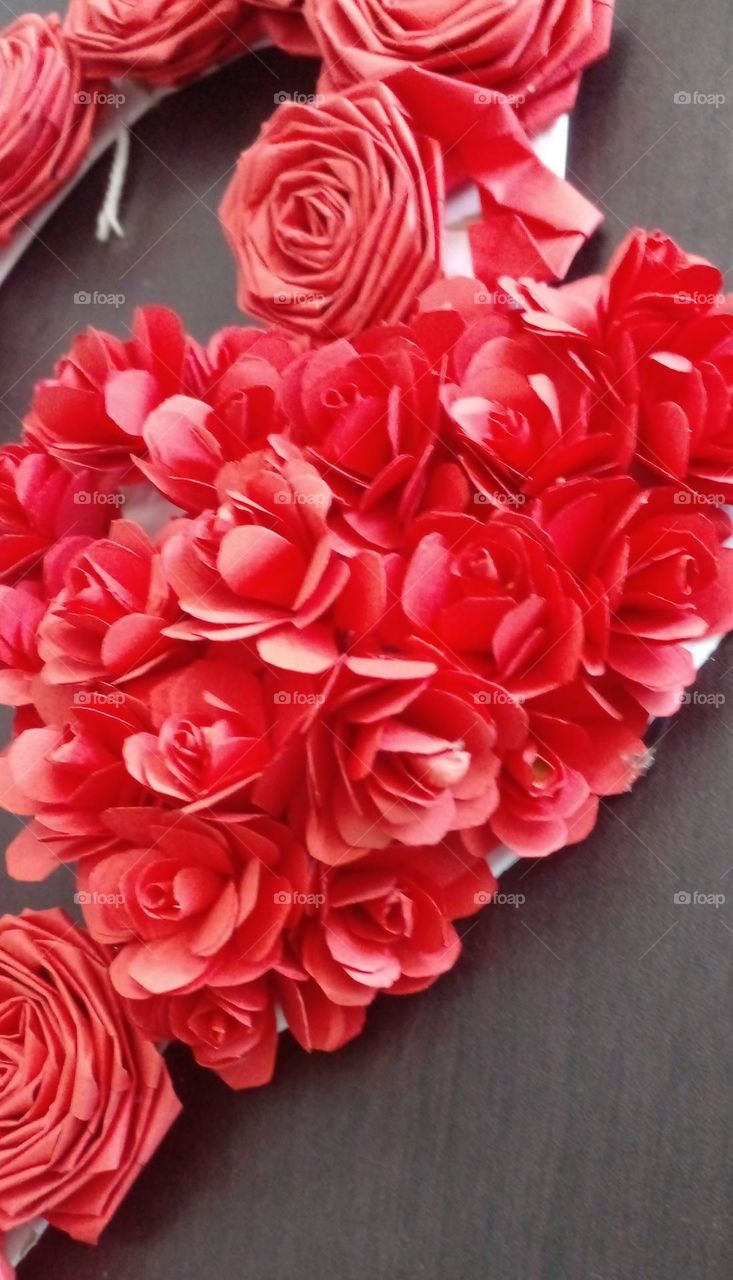 paper art, red rose, rose flowers