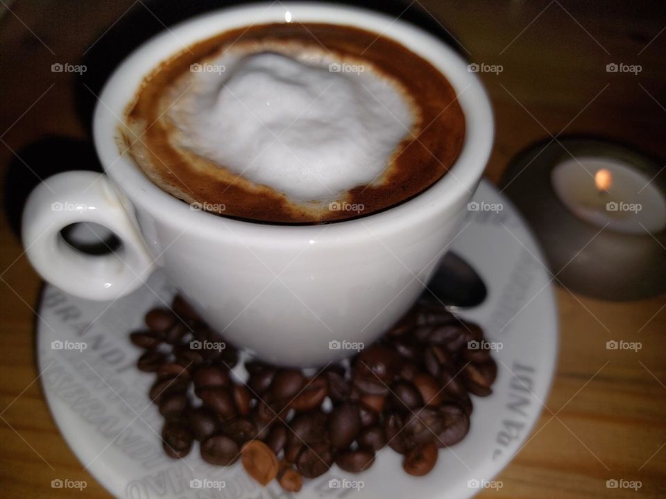 Coffee beans with coffee