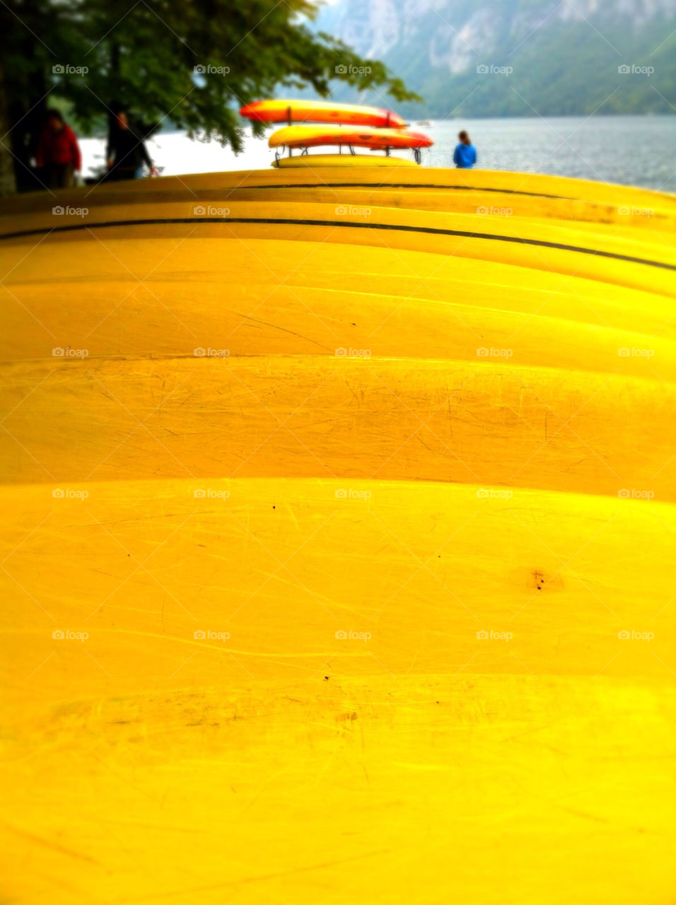 yellow boats lake ships by carbide73