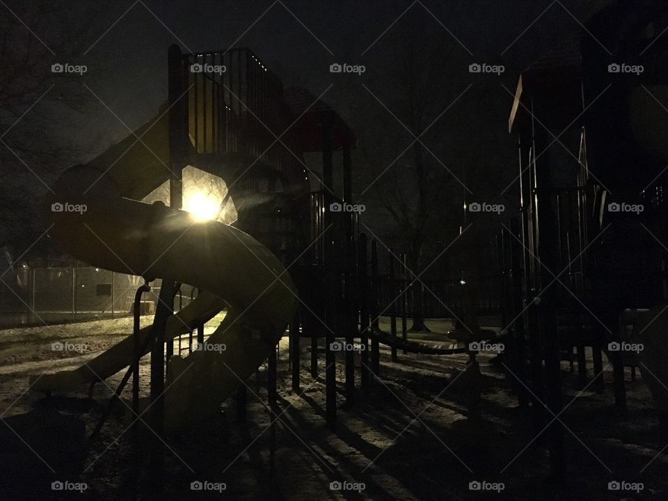 Playground at night