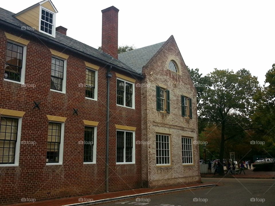 Old brick architecture in Williamsburg, Virginia