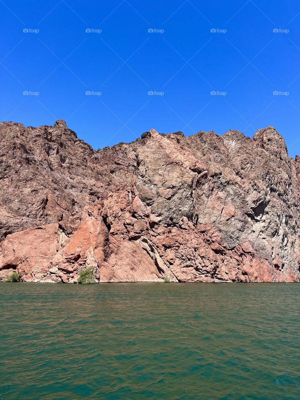 Looking up at cliffs in Lake Mohave