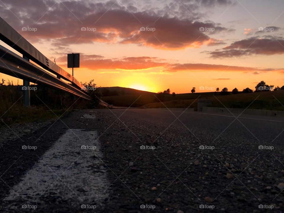 Sunset on the highway