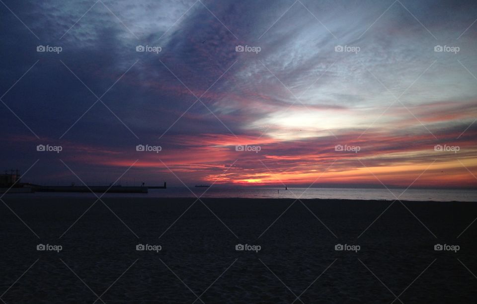 Sunrise over the Baltic Sea in Poland 