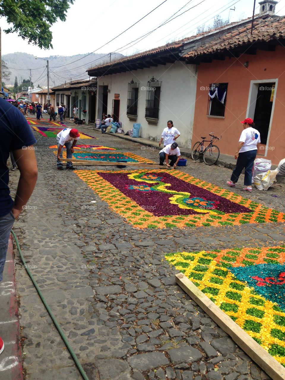 Religious carpet in Guatemala 