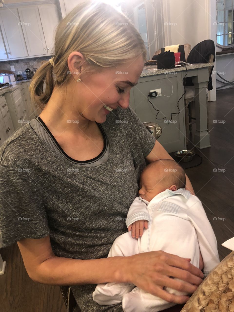 Holding a baby 