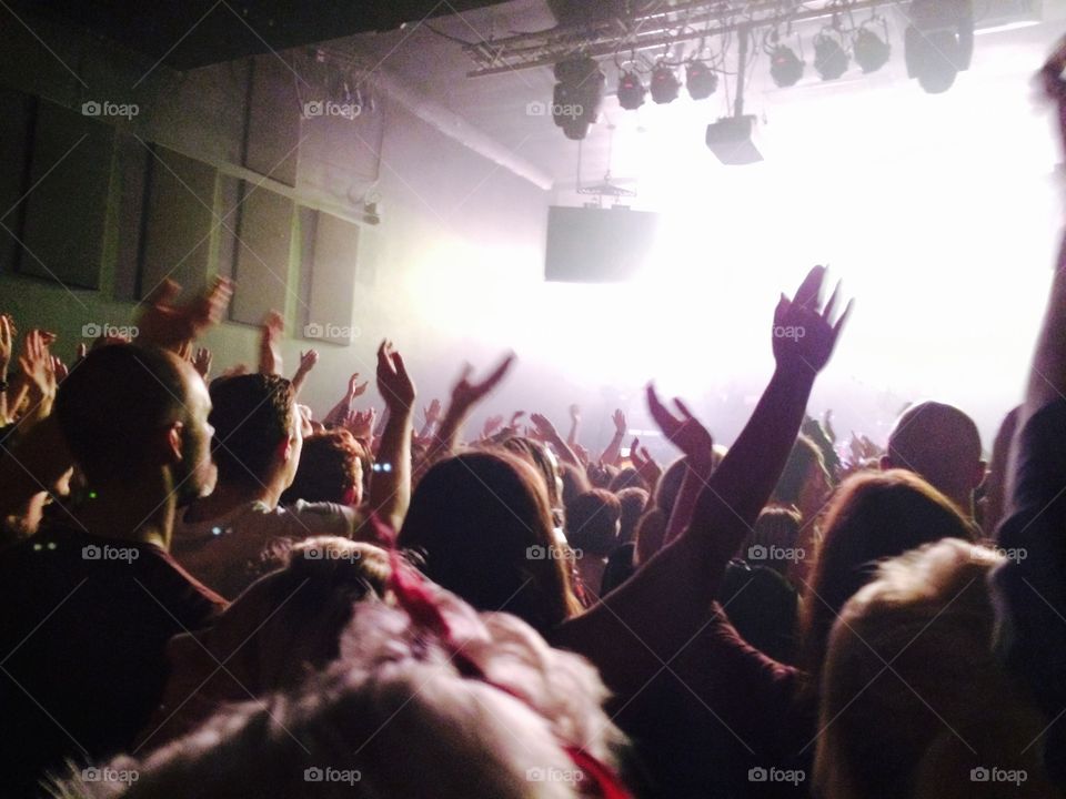 Crowd enjoying illuminated music concert