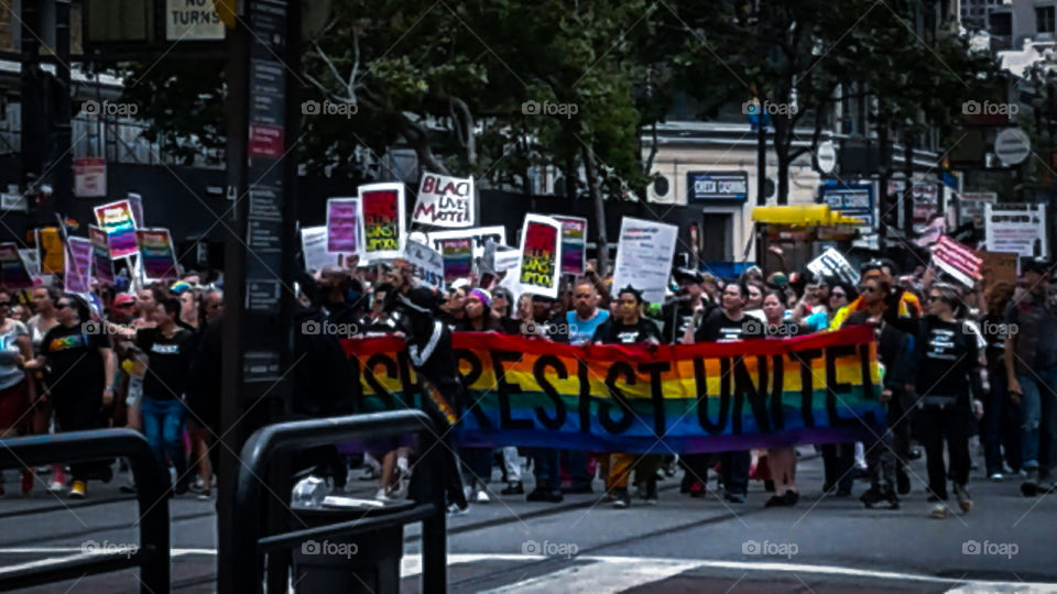 Standing together at the San Francisco Gay Pride Parade.
