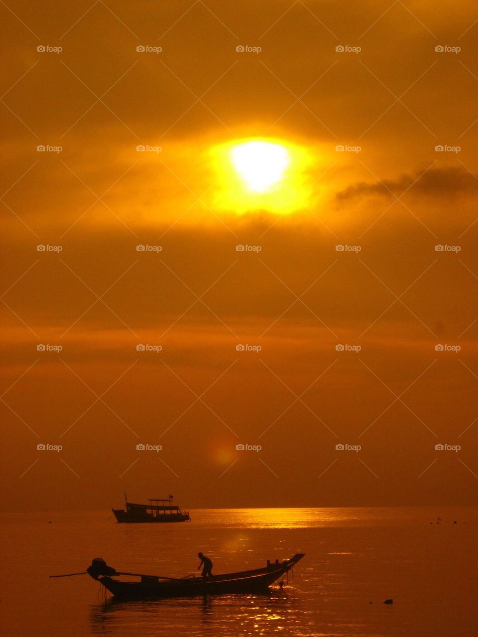 Thai boat at sundown
