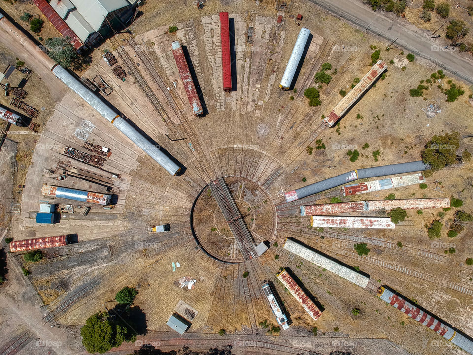 Aerial view of the Tailem Bend Railway Turntable