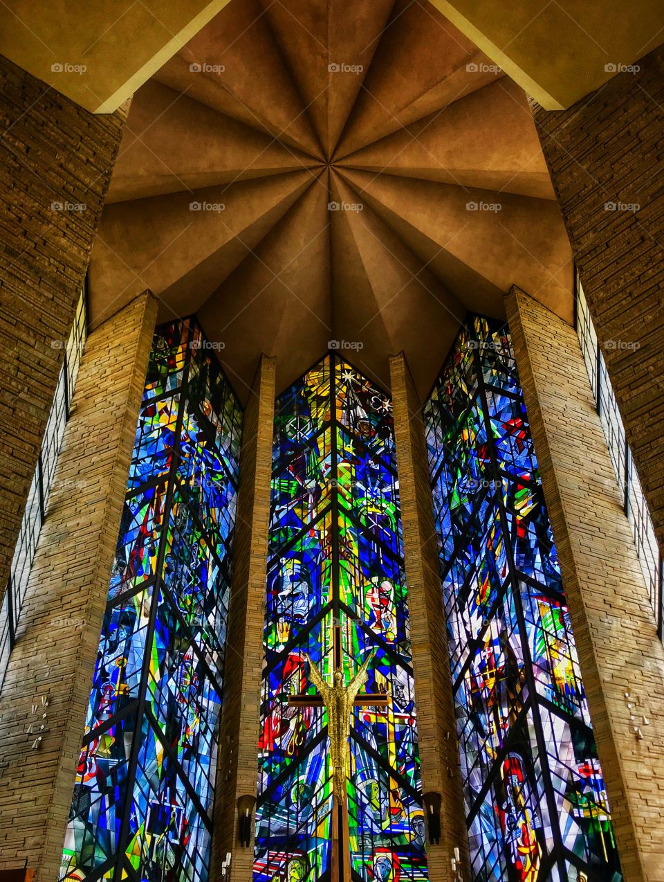 Stained glass windows inside of the Chapel of the Resurrection at Valparaiso University—taken in Valparaiso, Indiana 