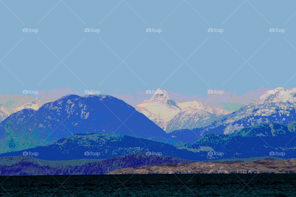 This shot is a repeat shot of a previous photo of coastal mountains with some effects applied. Im interested to hear if you prefer one over the other so please leave comments! Applied a posterize effect, with some colour & other adjustments.