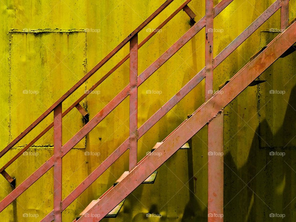 Close-up of rusty metal stairs