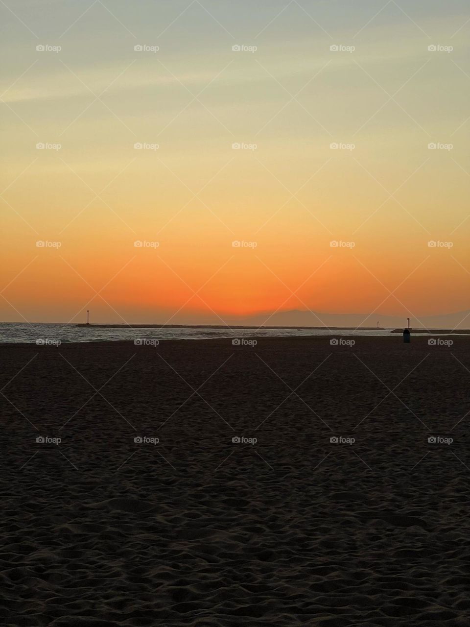 Beautiful sunset on Silver Strand State Beach in Oxnard California 