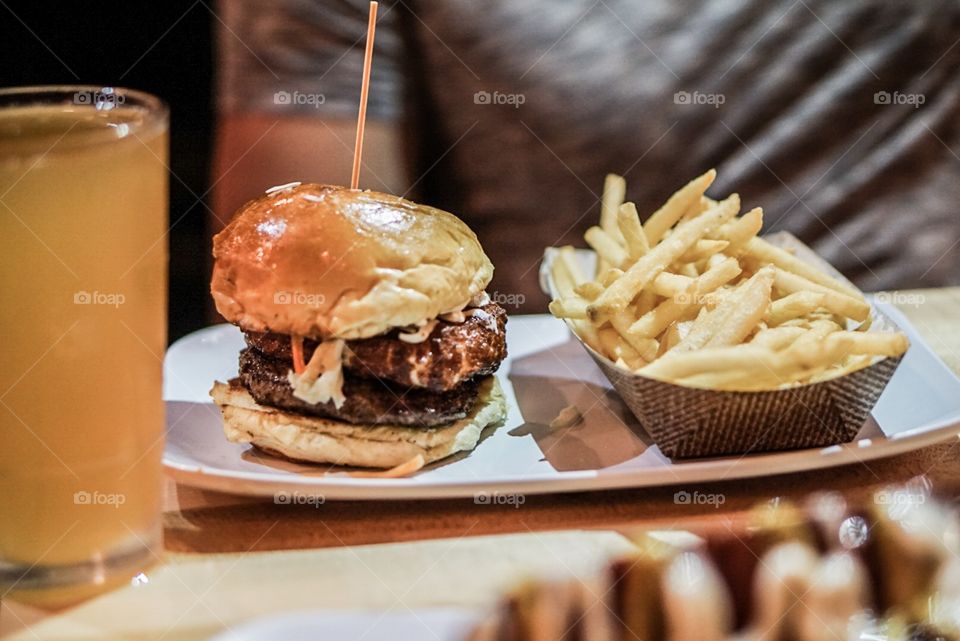 Burger and fries