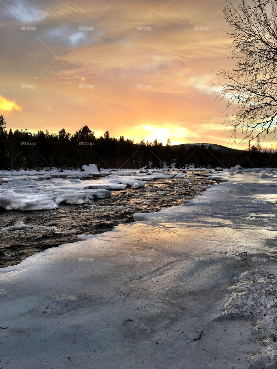 River in snowy landscape 