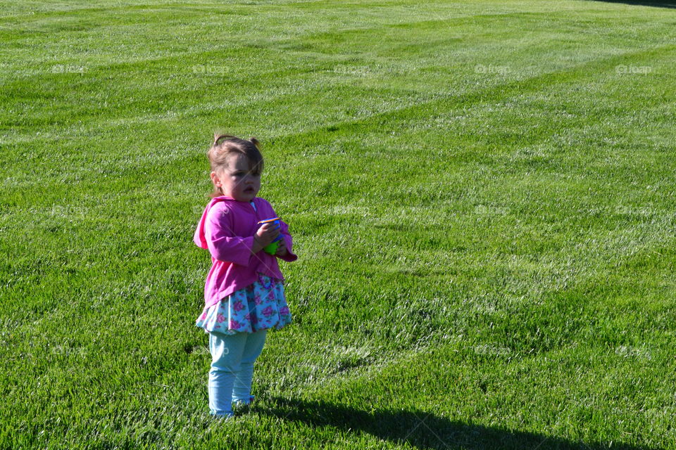 Ready for an adventure. Charlotte on the lawn