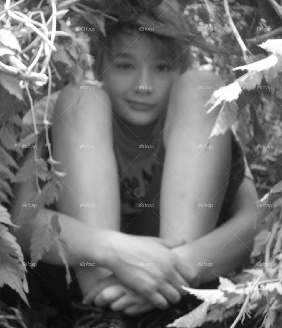Kid in bush