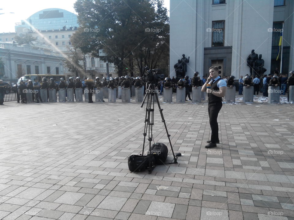 reporter near the kiev rada. kiev Ukraine protests