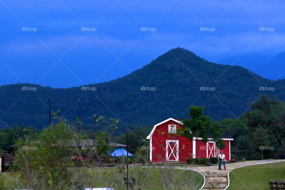 Barn by the mountain