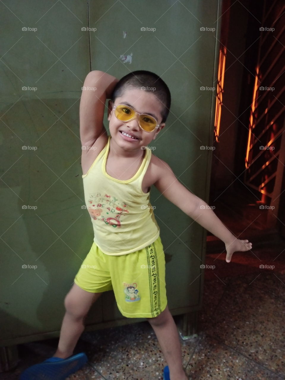 dancing baby looking at camera