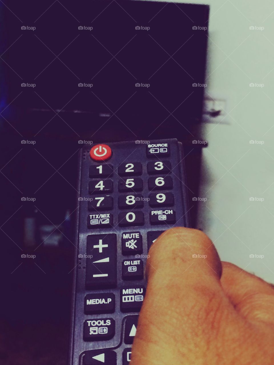 Tv remote in focus