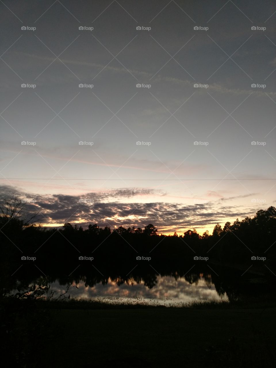 sunset, sky, evening, fall weather, lake, reflection