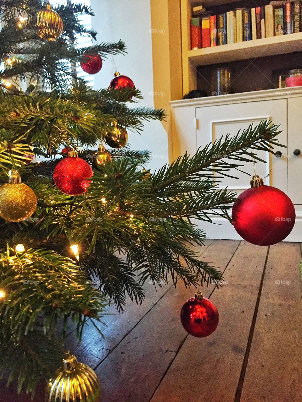 Christmas ornaments on tree