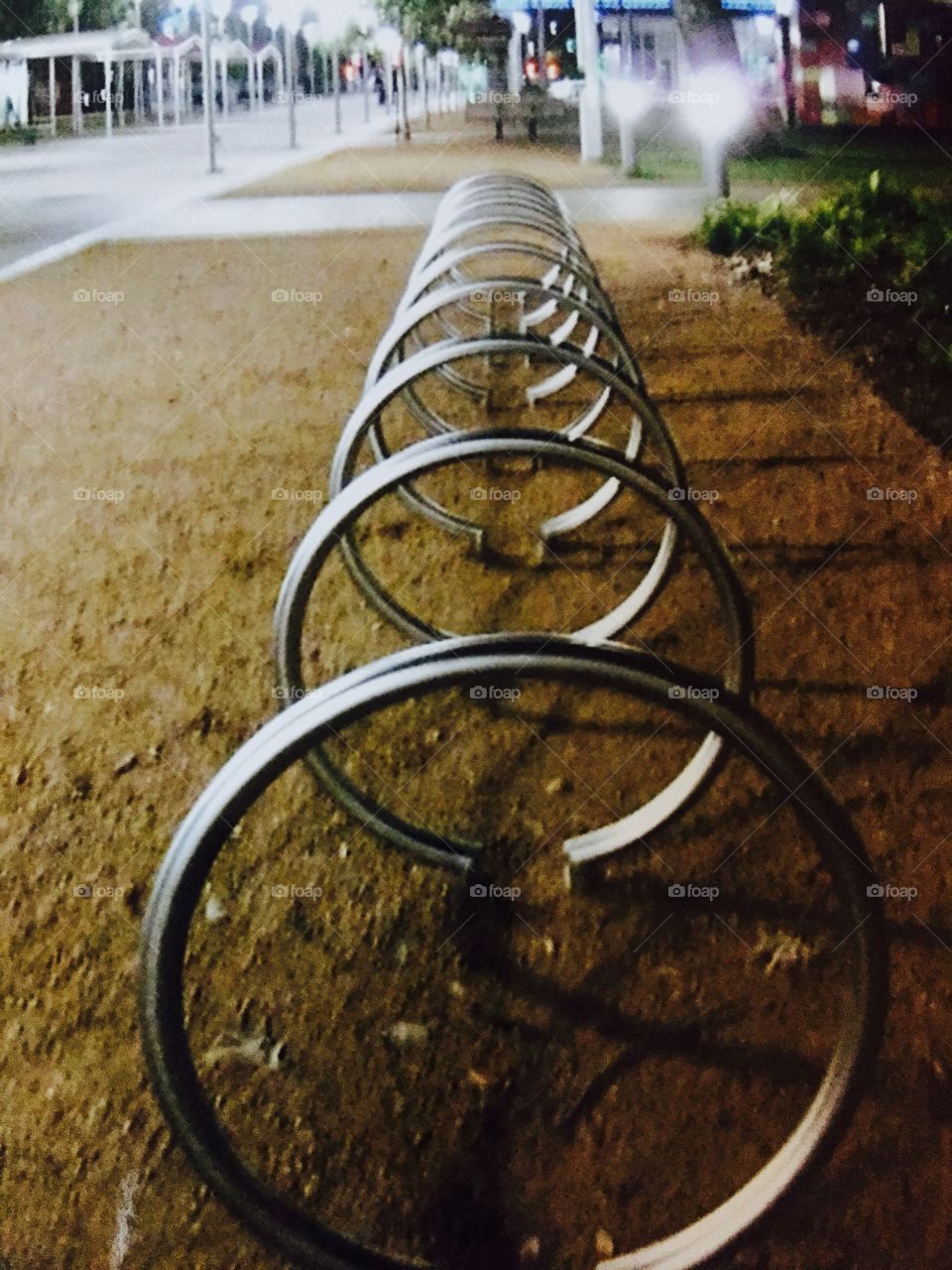 Bike Rack in Houston. Closeup of bike rack rings in Houston 