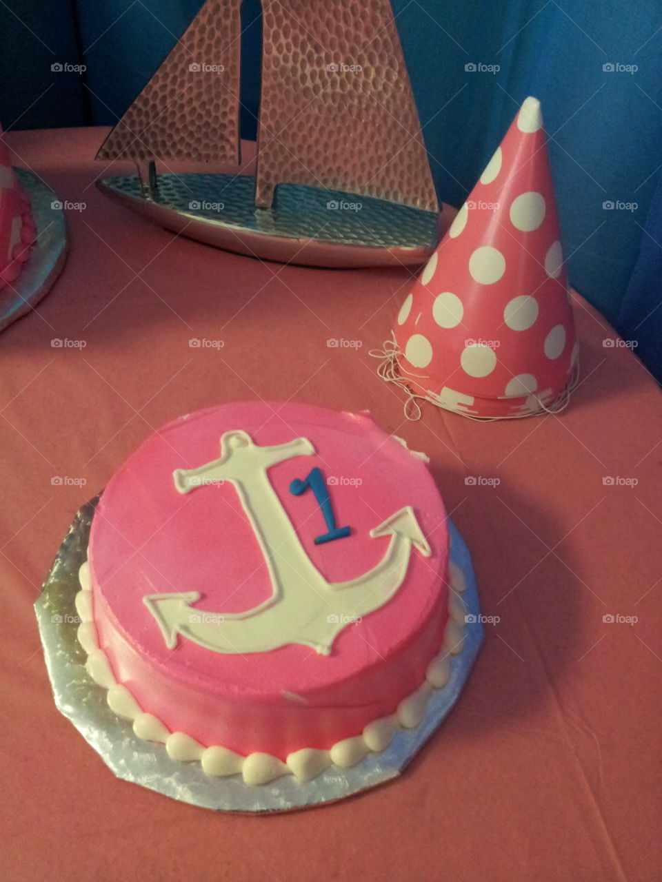Pink Nautical Smash Cake