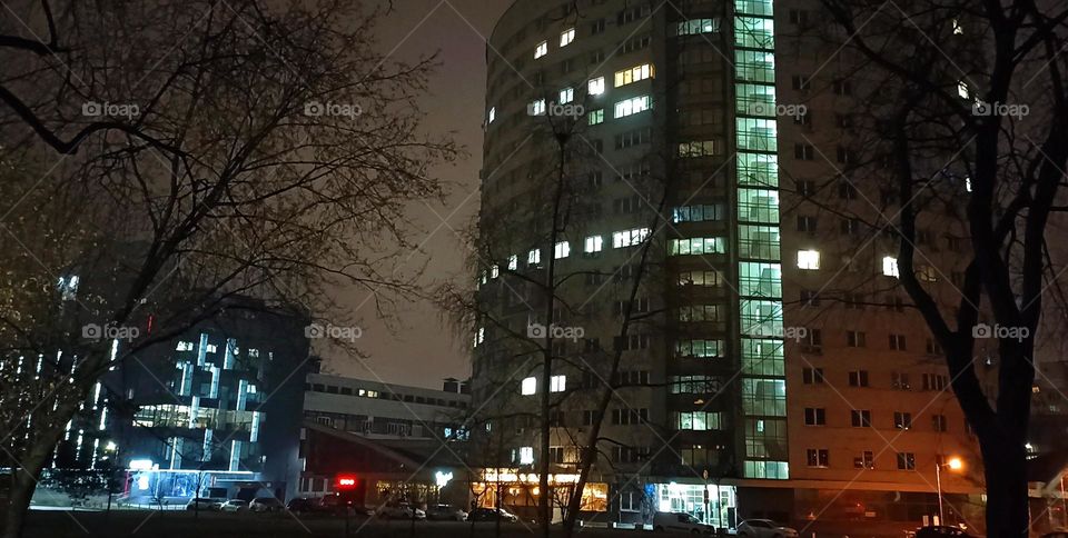 beautiful night windows light street view