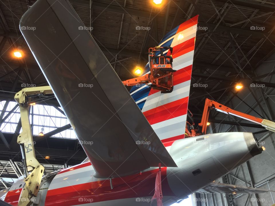 Jet maintenance in the hangar 