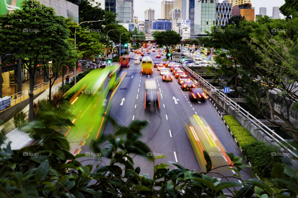 Busy evening traffic in the city