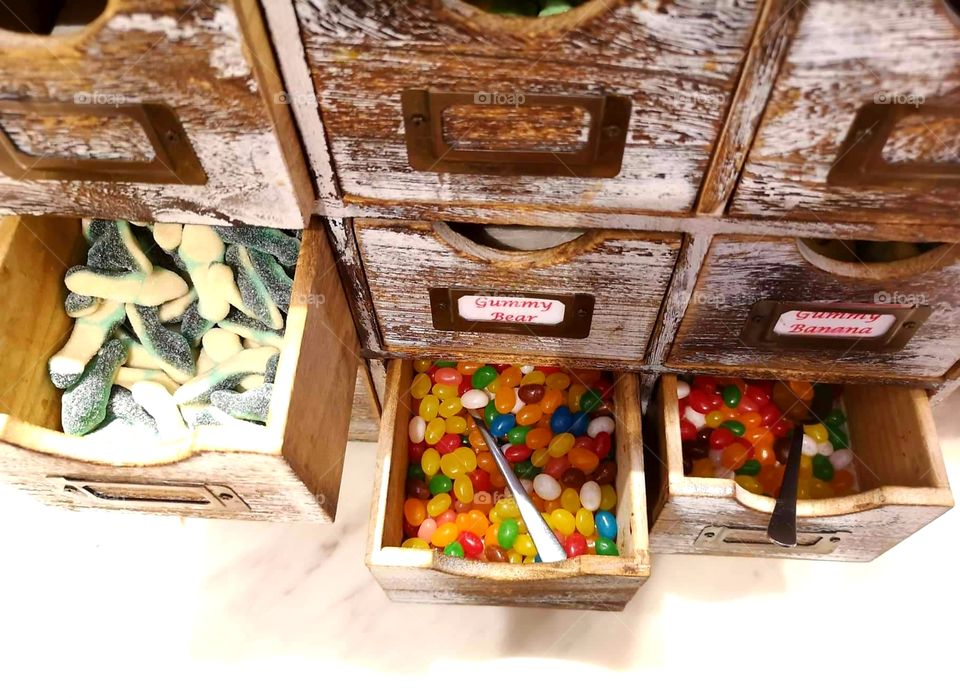 Wooden Draw FILLED With Candies