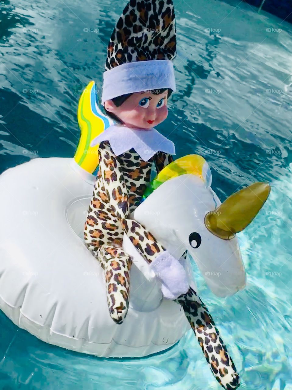 Just an elf floating on a rainbow unicorn, nothing to see here 😂