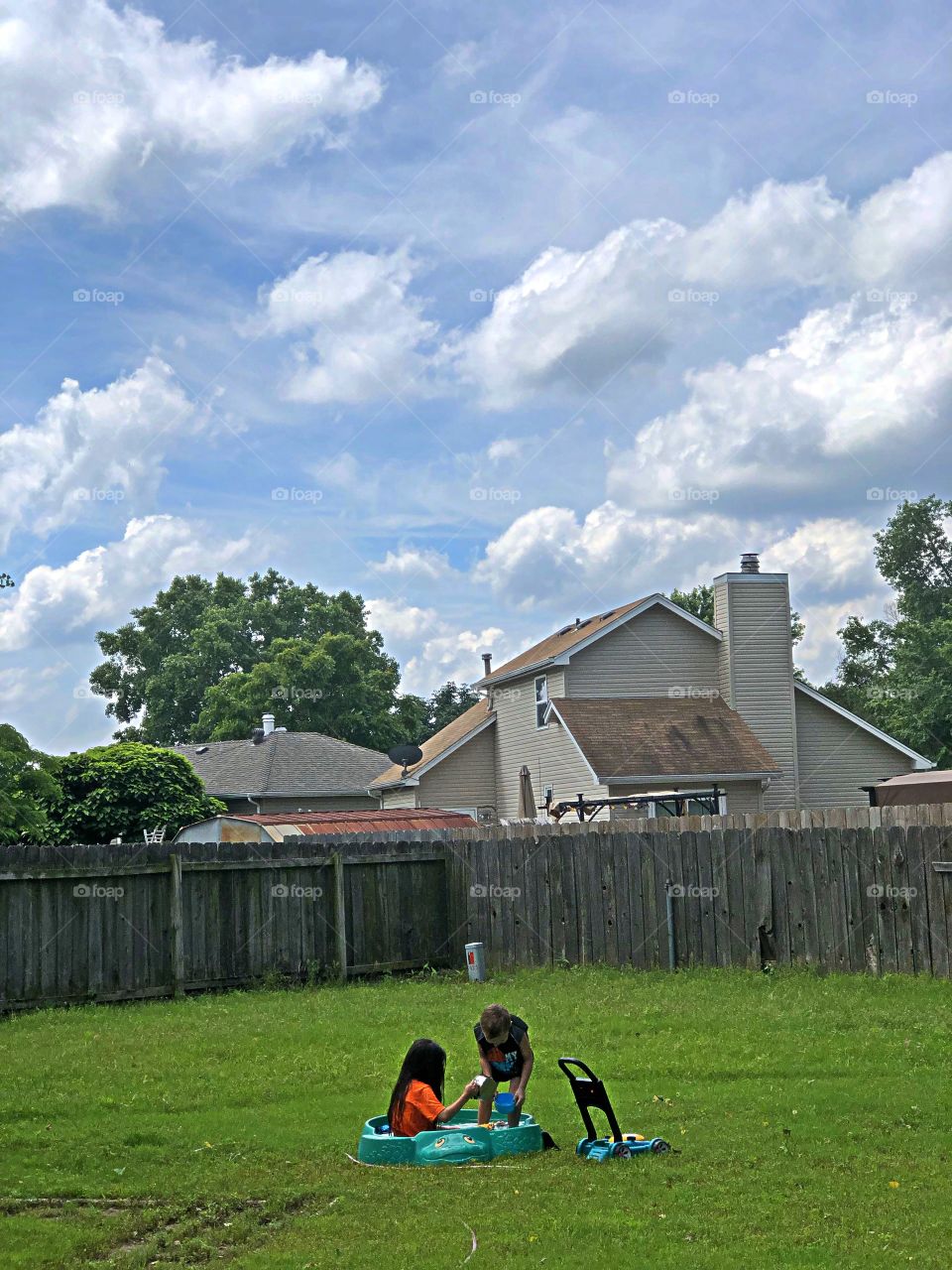 Kids playing in summer