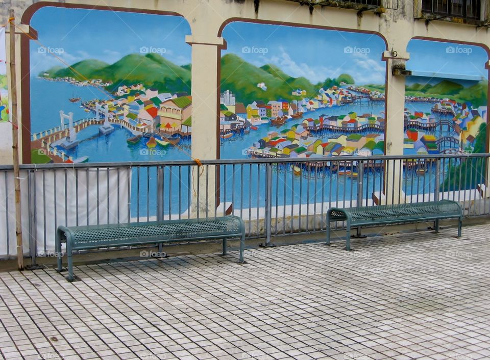 Star Ferry Hong Kong. Murals in Terminal