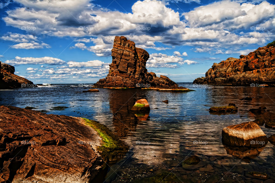 Scenic view of rocky beach