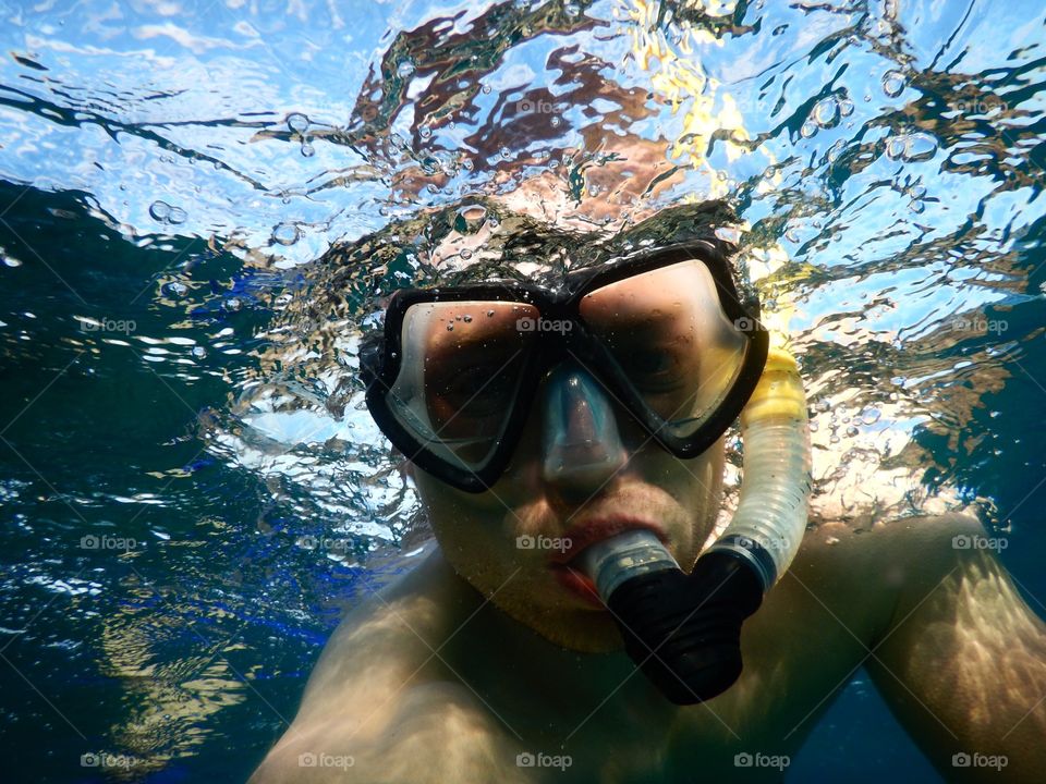 Snorkeling in crystal clear water 