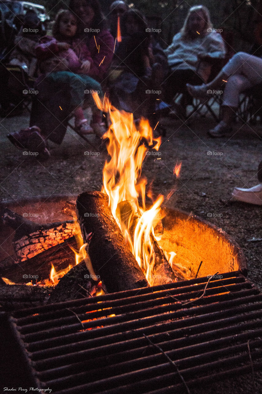 Campfire. Church camp fire