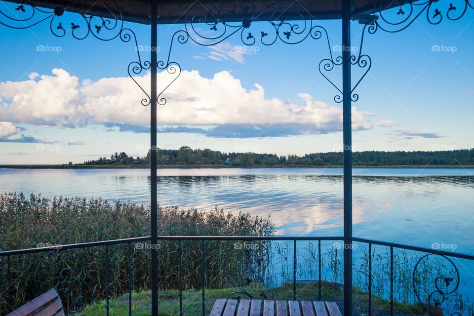 view of the lake from gazebo
