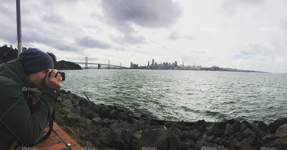 An Francisco Bay Bridge view from treasure island 