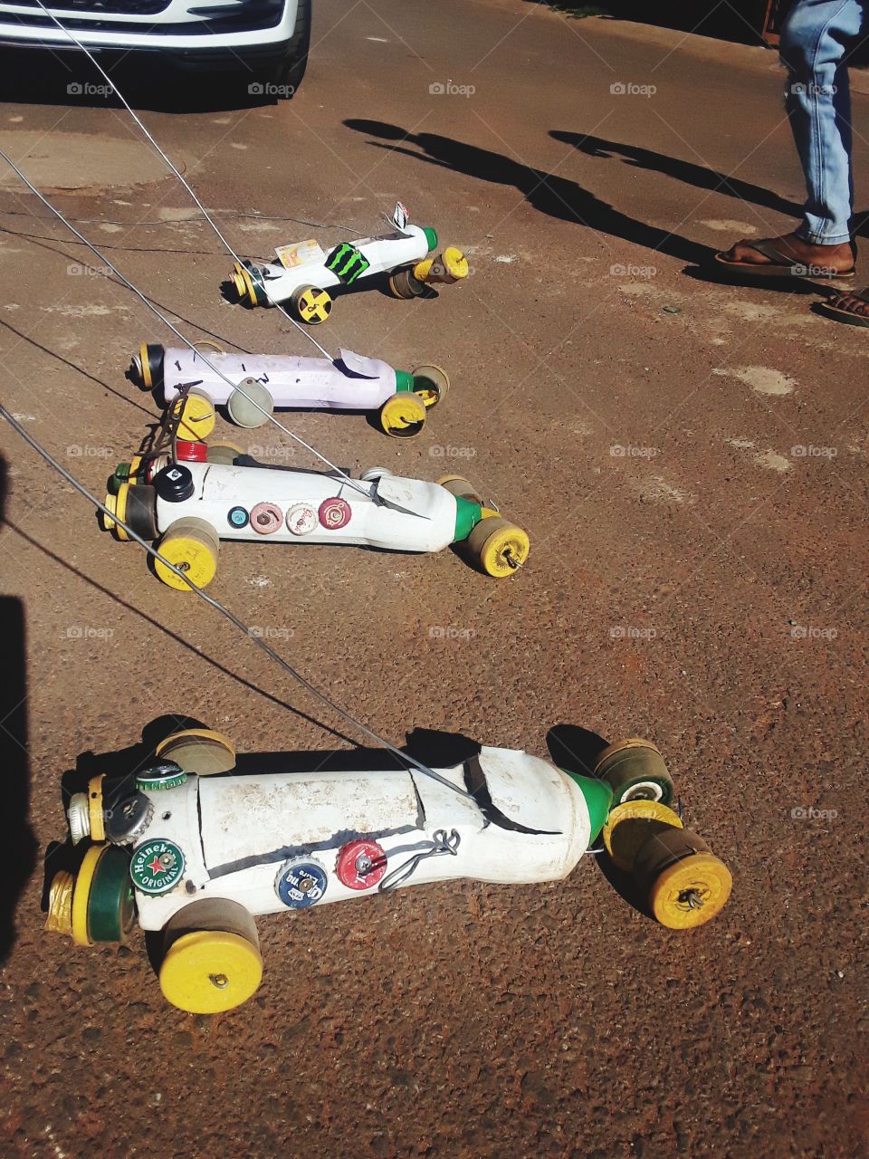 A display of racing cars before the race.