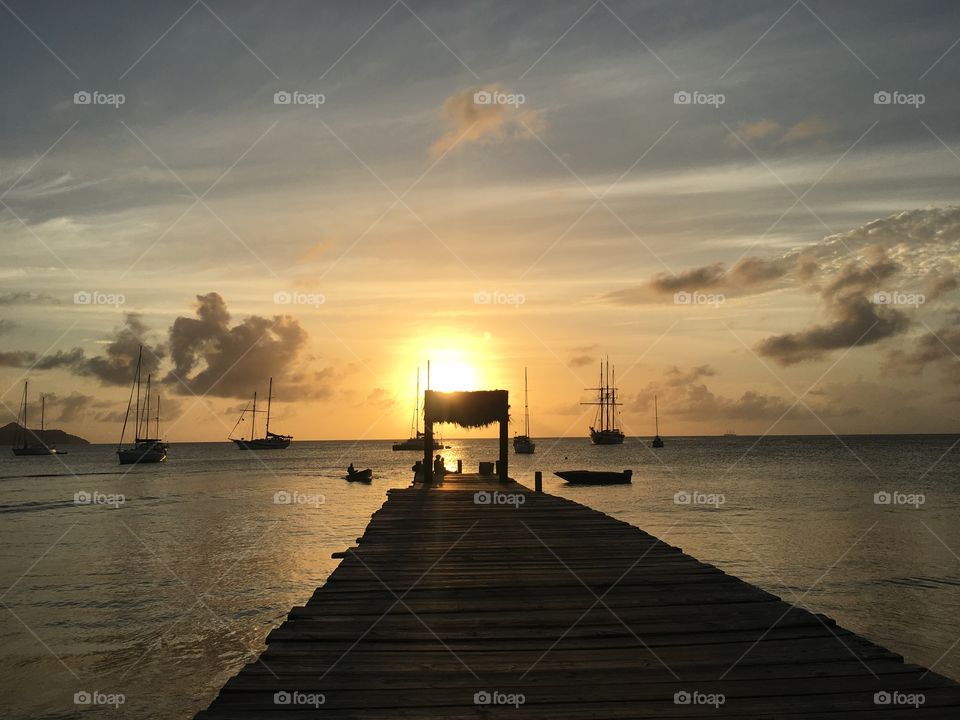 Beautiful sunset at the dock