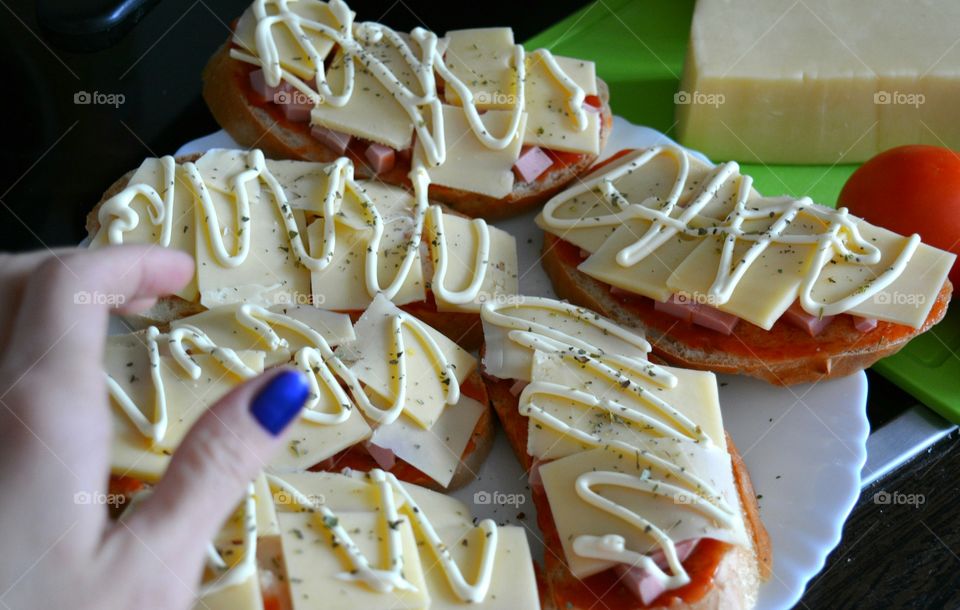 sandwiches with sheese homemade cooking eating home