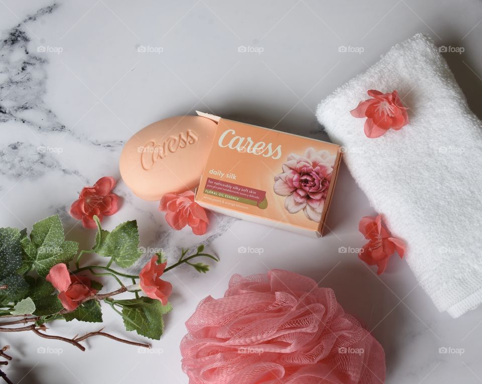 Caress soap flat lay 
