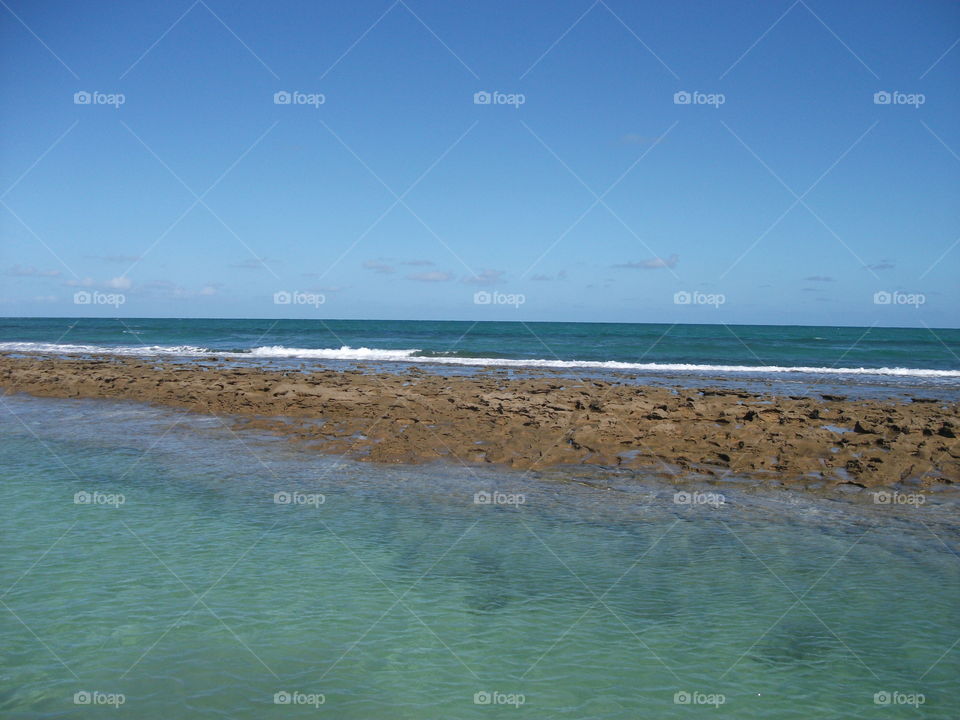 Sandbar in the middle of the ocean, State of Bahia, Brazil.