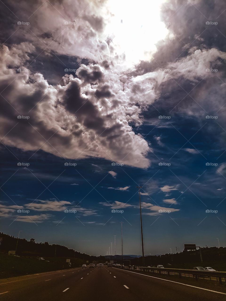 Beautiful sky on the highway