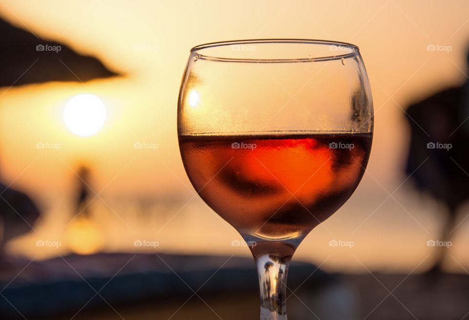 red wine in the beach 